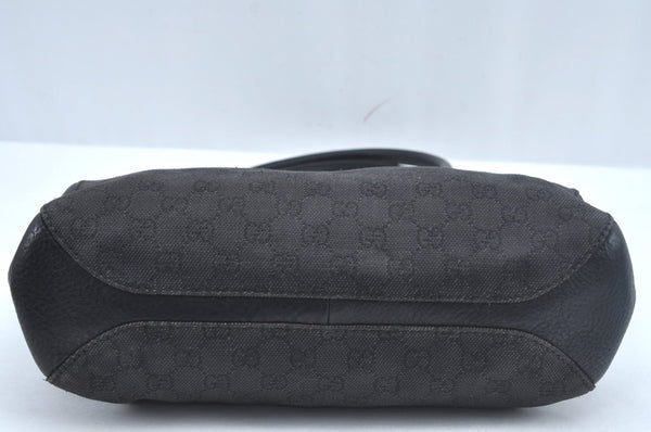 Authentic GUCCI Horsebit Shoulder Tote Bag GG Canvas Leather 101971 Black 1094J