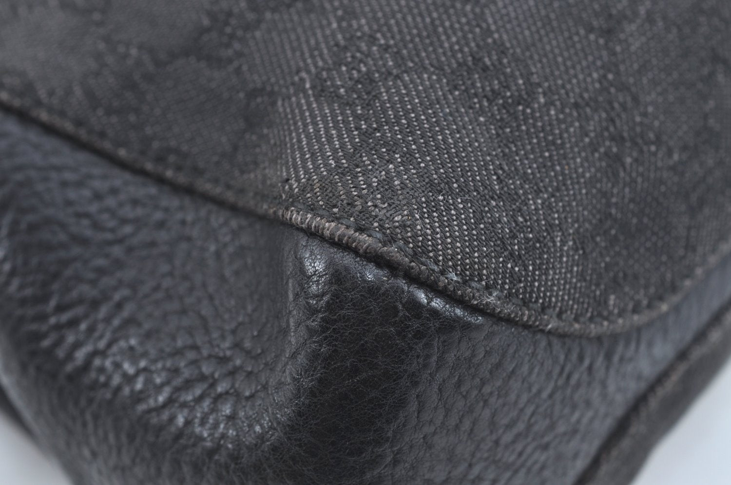 Authentic GUCCI Horsebit Shoulder Tote Bag GG Canvas Leather 101971 Black 1094J