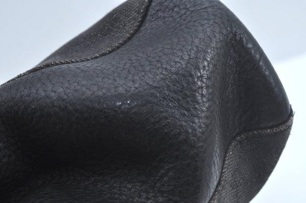 Authentic GUCCI Horsebit Shoulder Tote Bag GG Canvas Leather 101971 Black 1094J