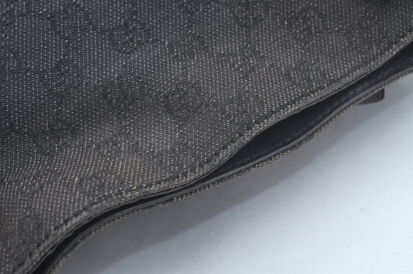 Authentic GUCCI Horsebit Shoulder Tote Bag GG Canvas Leather 101971 Black 1094J