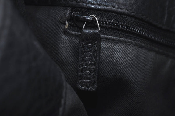 Authentic GUCCI Horsebit Shoulder Tote Bag GG Canvas Leather 101971 Black 1094J