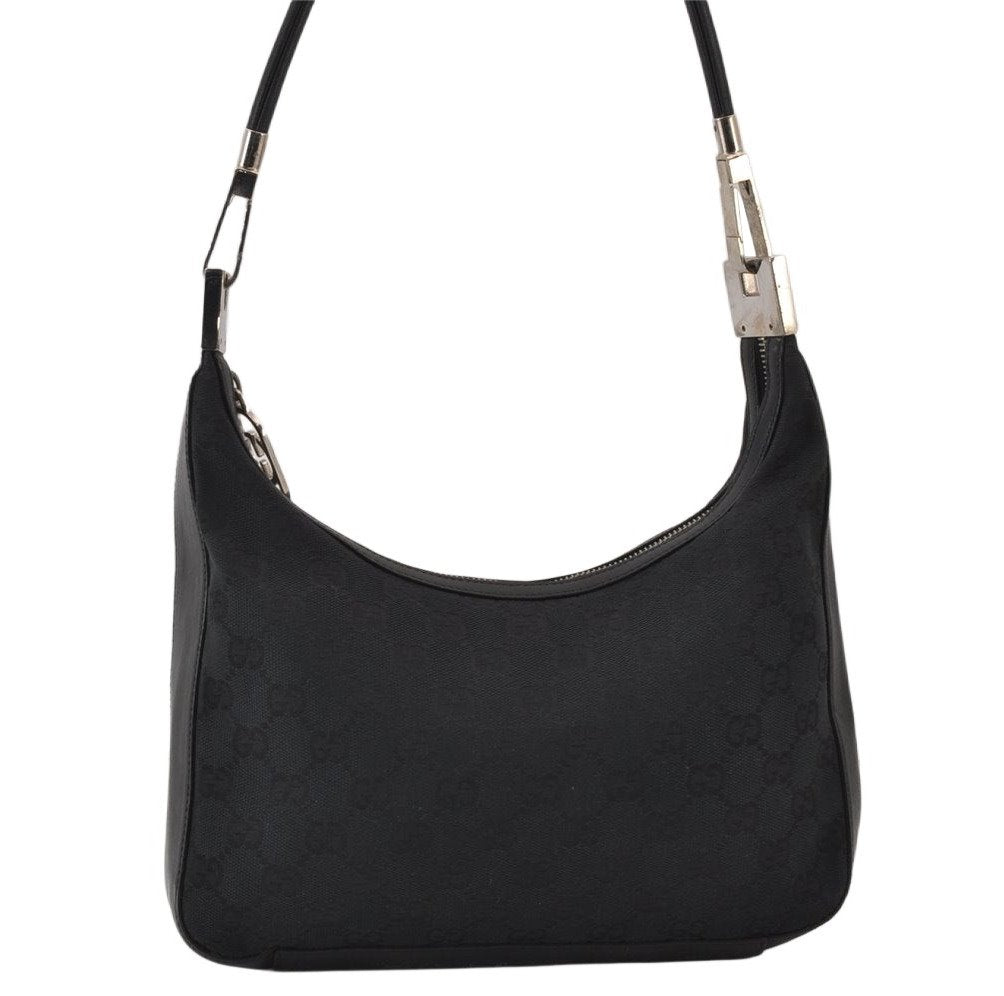 Authentic GUCCI Shoulder Hand Bag Purse GG Canvas Leather 0013812 Black 1094K