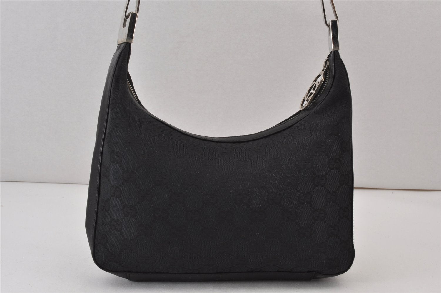 Authentic GUCCI Shoulder Hand Bag Purse GG Canvas Leather 0013812 Black 1094K