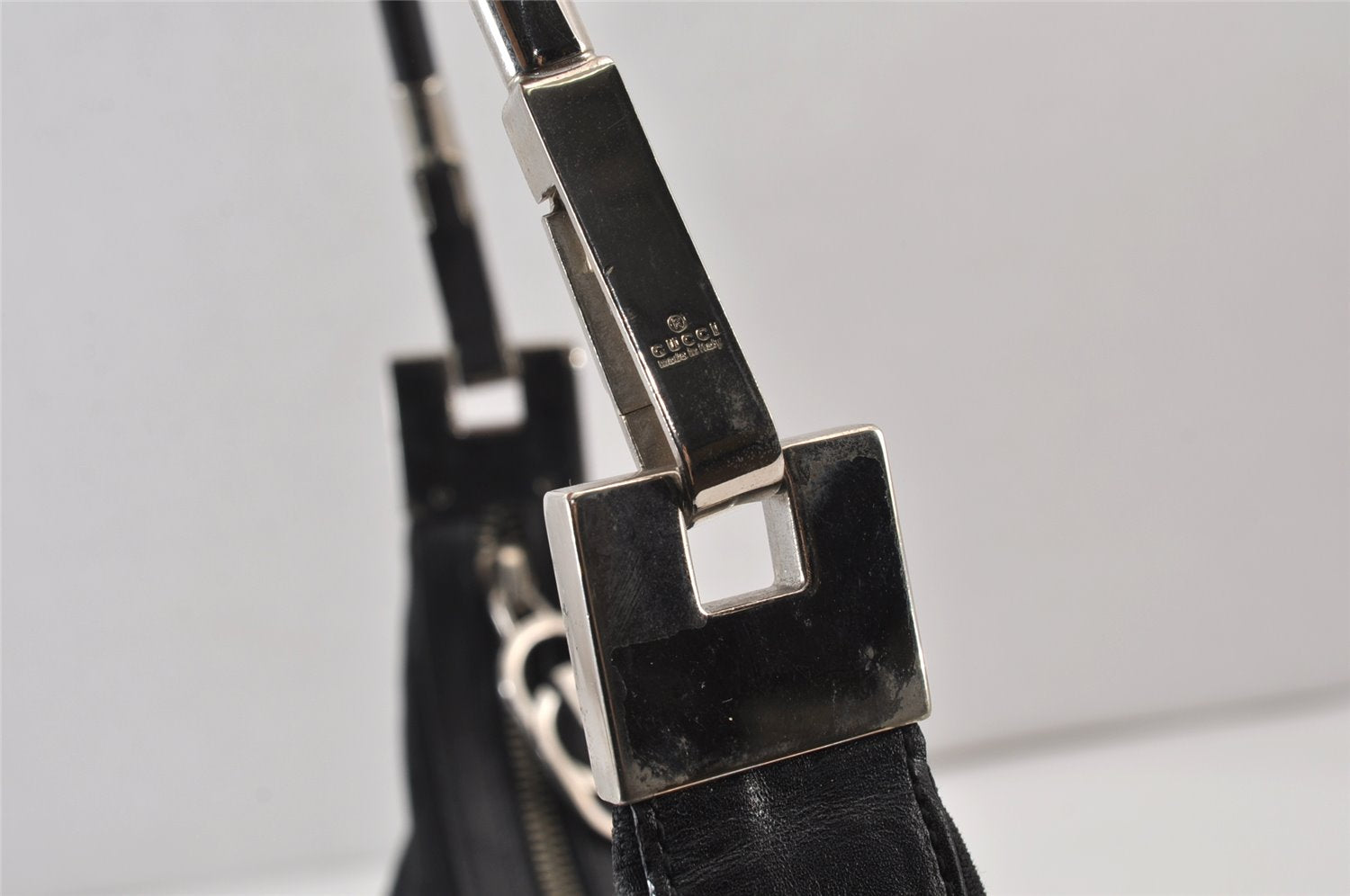 Authentic GUCCI Shoulder Hand Bag Purse GG Canvas Leather 0013812 Black 1094K