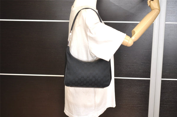 Authentic GUCCI Shoulder Hand Bag Purse GG Canvas Leather 0013812 Black 1094K