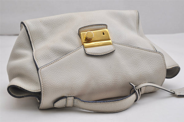 Authentic PRADA VIT DAINO Leather 2Way Shoulder Hand Bag BT0962 White 1095K