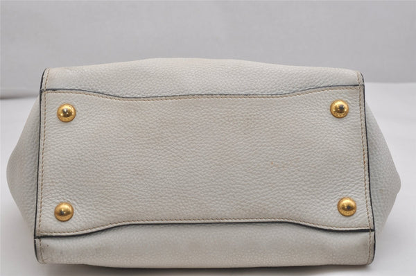 Authentic PRADA VIT DAINO Leather 2Way Shoulder Hand Bag BT0962 White 1095K