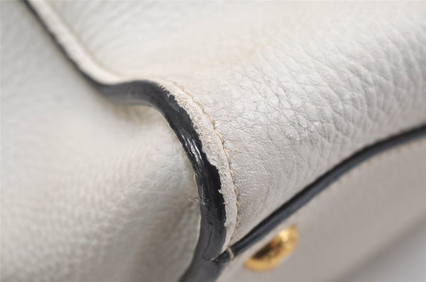 Authentic PRADA VIT DAINO Leather 2Way Shoulder Hand Bag BT0962 White 1095K