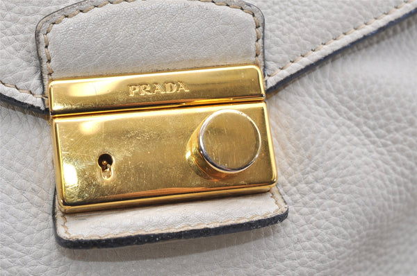 Authentic PRADA VIT DAINO Leather 2Way Shoulder Hand Bag BT0962 White 1095K