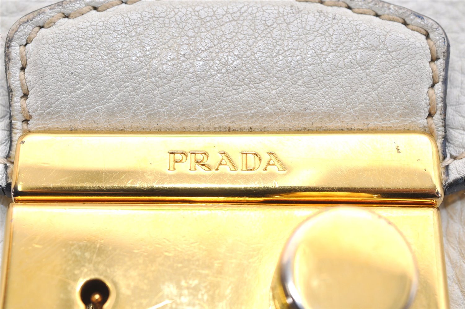 Authentic PRADA VIT DAINO Leather 2Way Shoulder Hand Bag BT0962 White 1095K