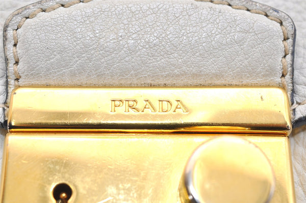 Authentic PRADA VIT DAINO Leather 2Way Shoulder Hand Bag BT0962 White 1095K