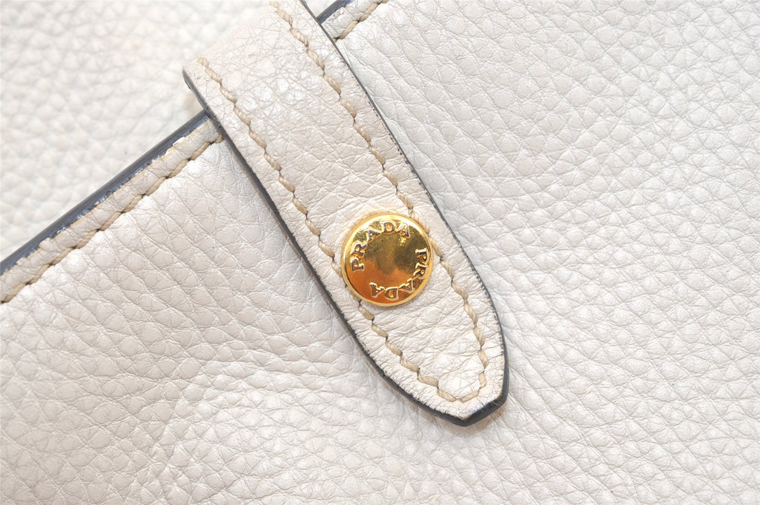 Authentic PRADA VIT DAINO Leather 2Way Shoulder Hand Bag BT0962 White 1095K