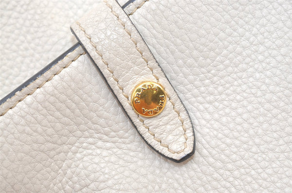 Authentic PRADA VIT DAINO Leather 2Way Shoulder Hand Bag BT0962 White 1095K