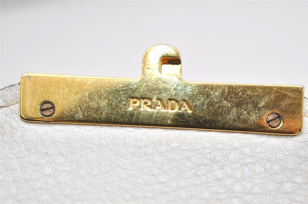 Authentic PRADA VIT DAINO Leather 2Way Shoulder Hand Bag BT0962 White 1095K