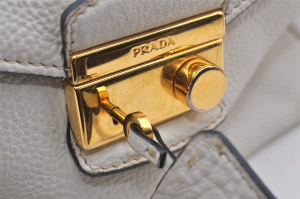 Authentic PRADA VIT DAINO Leather 2Way Shoulder Hand Bag BT0962 White 1095K