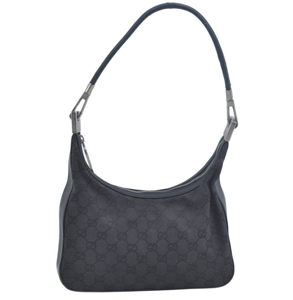 Authentic GUCCI Shoulder Hand Bag Purse GG Canvas Leather 0013812 Black 1096J