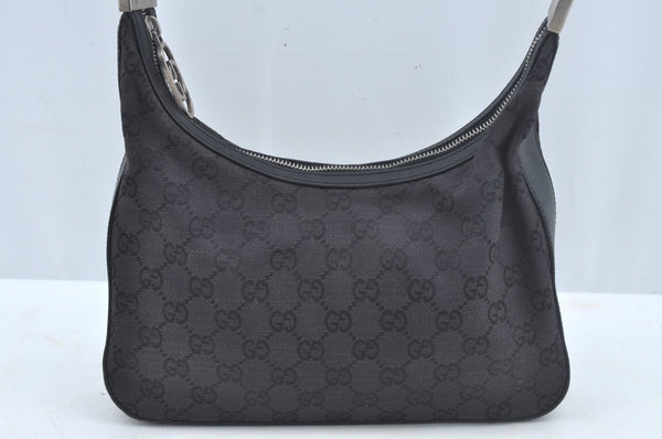 Authentic GUCCI Shoulder Hand Bag Purse GG Canvas Leather 0013812 Black 1096J