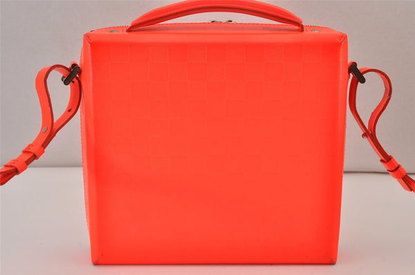 Authentic Louis Vuitton Damier Glace Blues 2Way Shoulder Hand Bag Orange 1096K