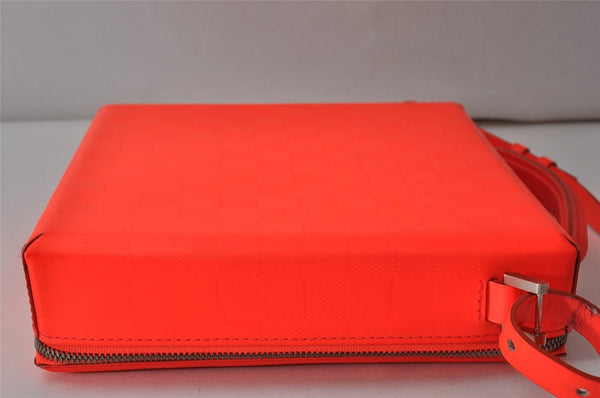 Authentic Louis Vuitton Damier Glace Blues 2Way Shoulder Hand Bag Orange 1096K