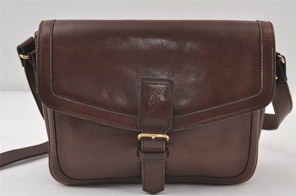 Authentic YVES SAINT LAURENT Vintage Shoulder Bag Purse Leather Brown 1097J