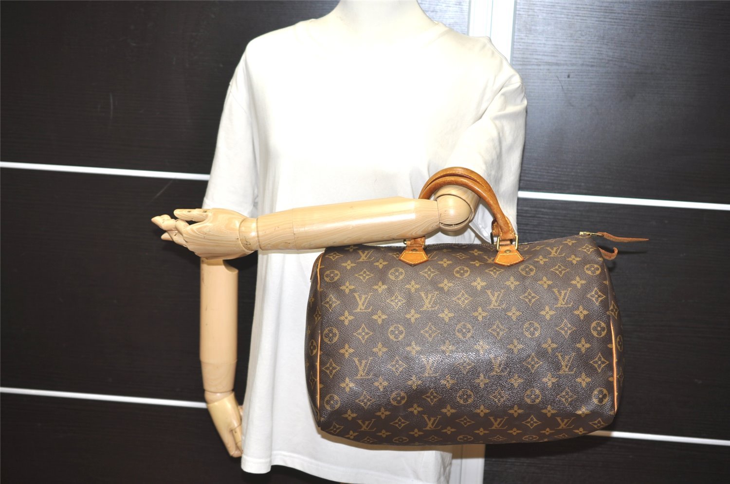 Authentic Louis Vuitton Monogram Speedy 35 Hand Boston Bag M41524 LV 1098I