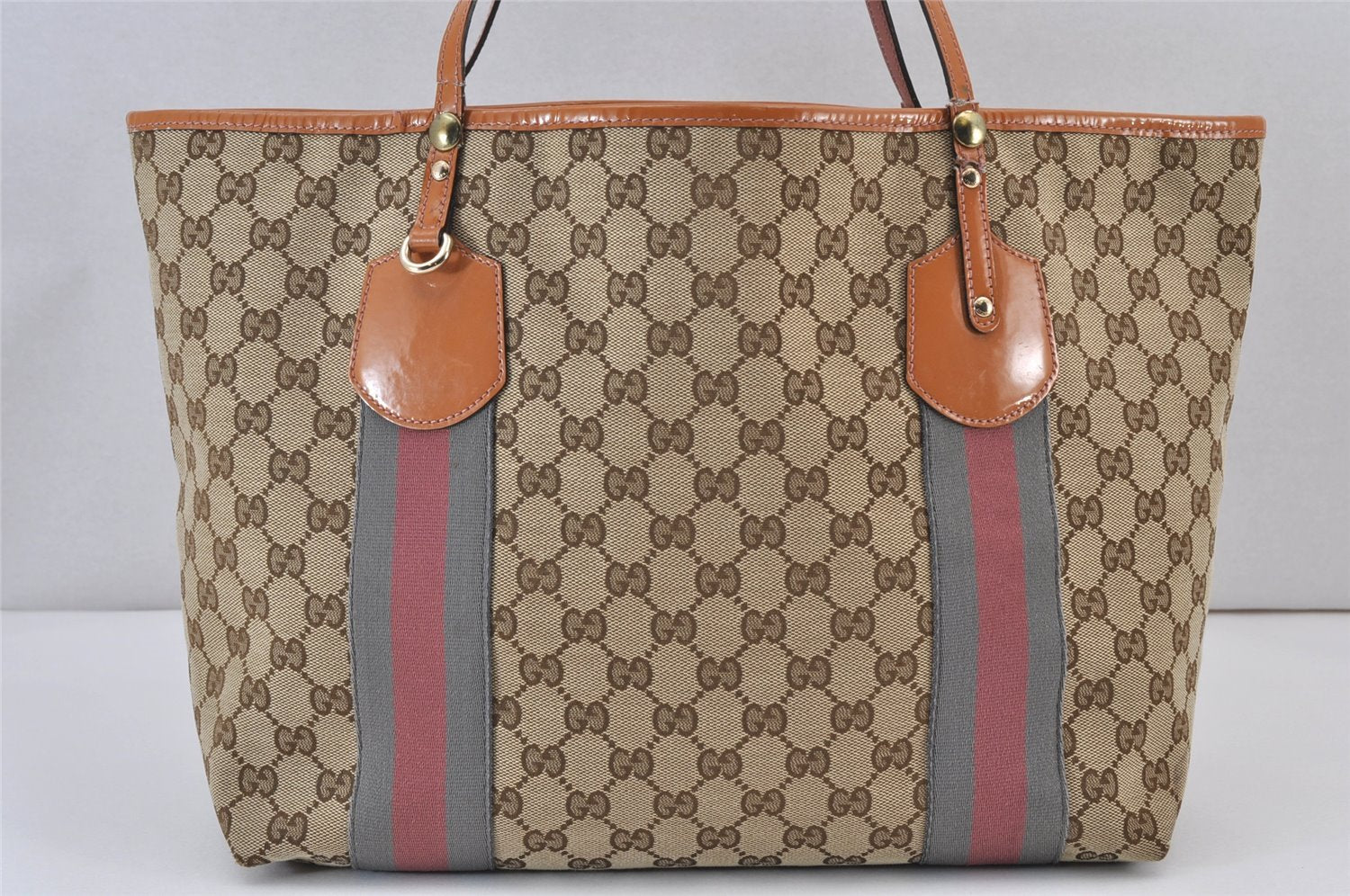 Auth GUCCI Jolie Sherry Line Tote Bag GG Canvas Enamel 211970 Brown Junk 1098K