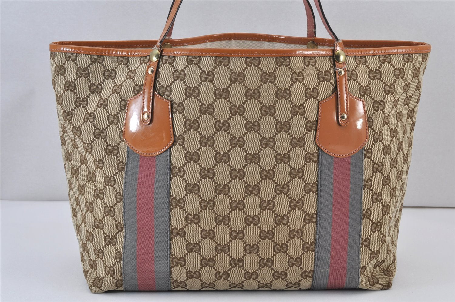 Auth GUCCI Jolie Sherry Line Tote Bag GG Canvas Enamel 211970 Brown Junk 1098K