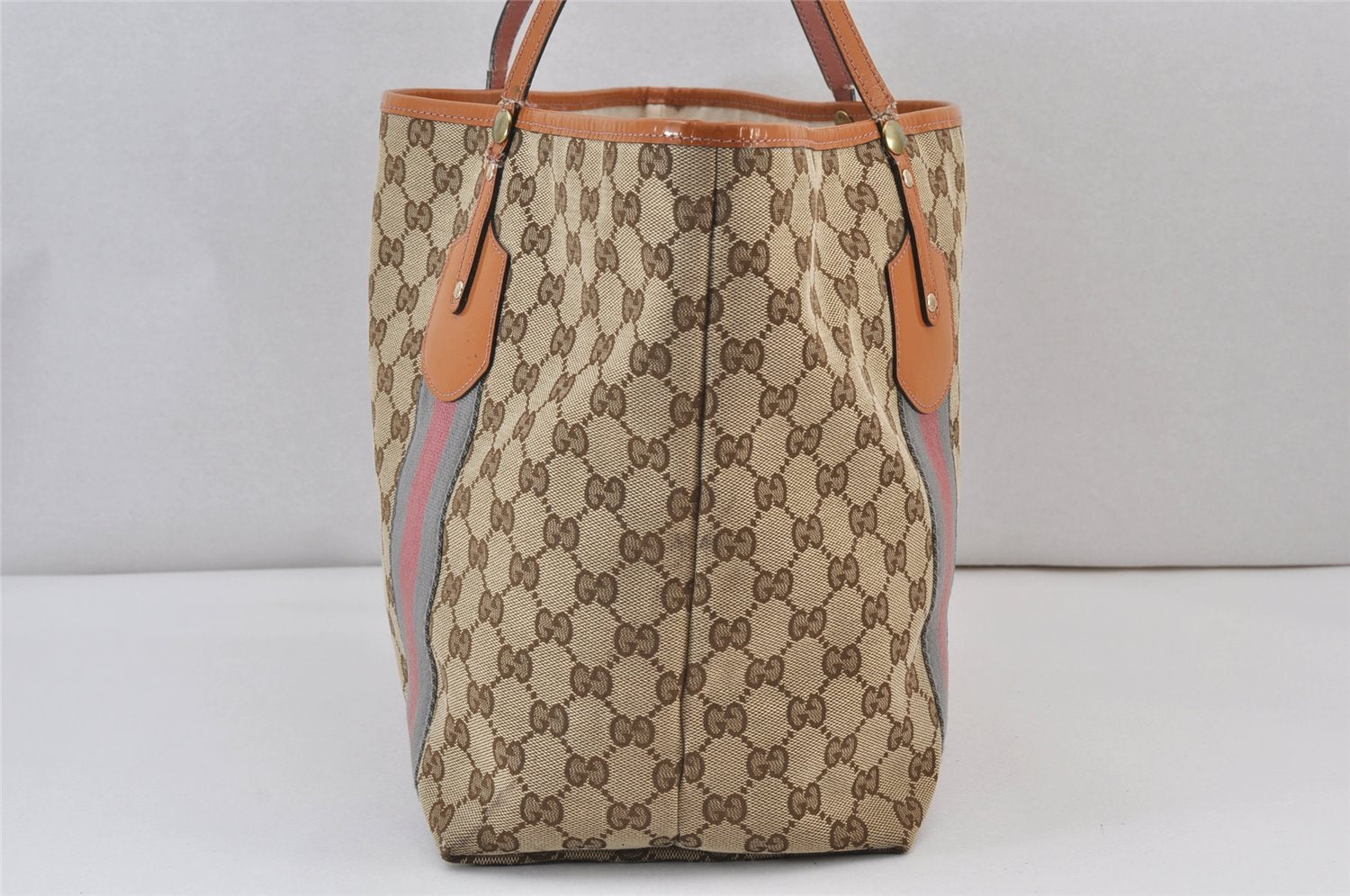 Auth GUCCI Jolie Sherry Line Tote Bag GG Canvas Enamel 211970 Brown Junk 1098K