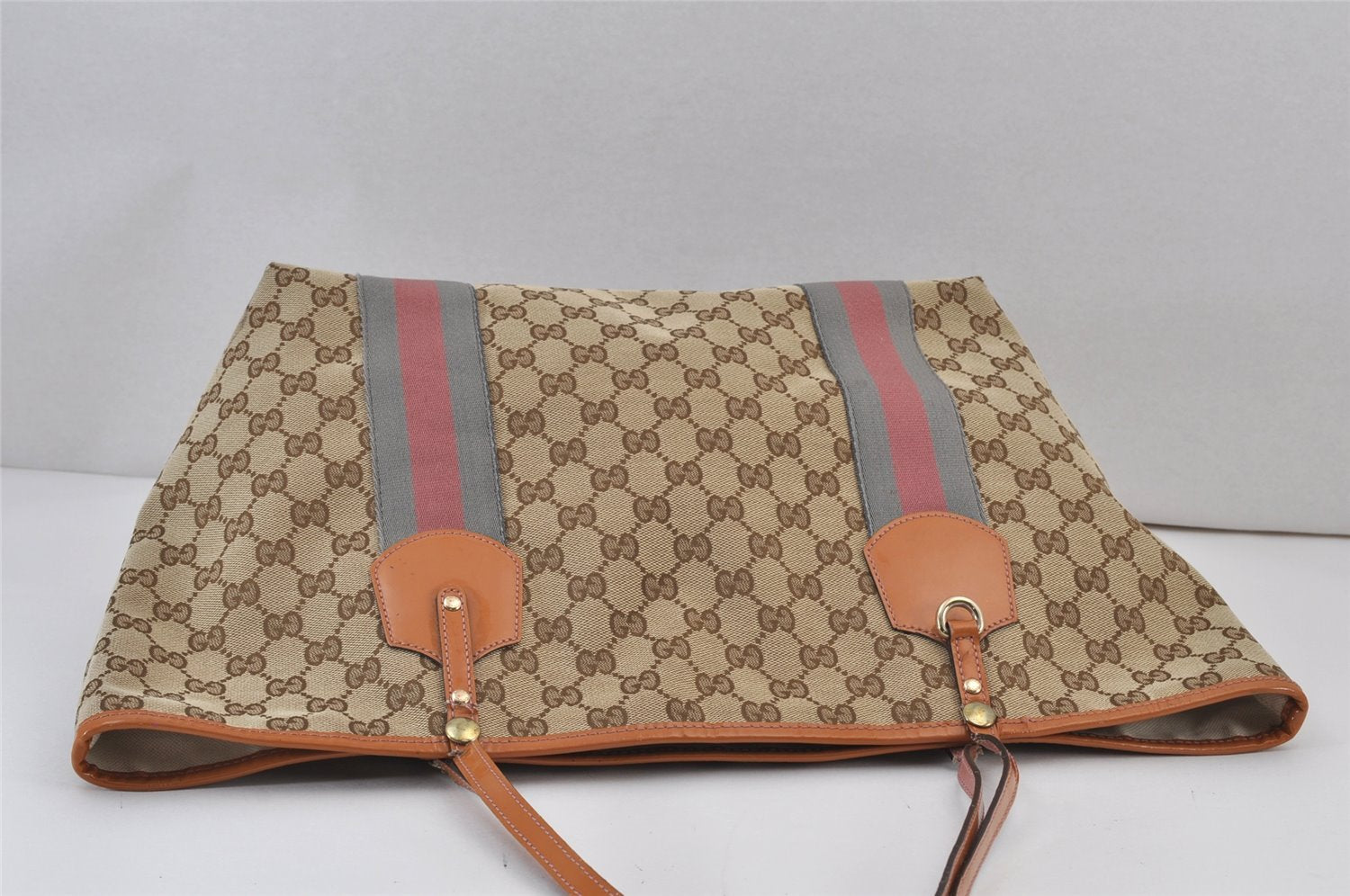 Auth GUCCI Jolie Sherry Line Tote Bag GG Canvas Enamel 211970 Brown Junk 1098K