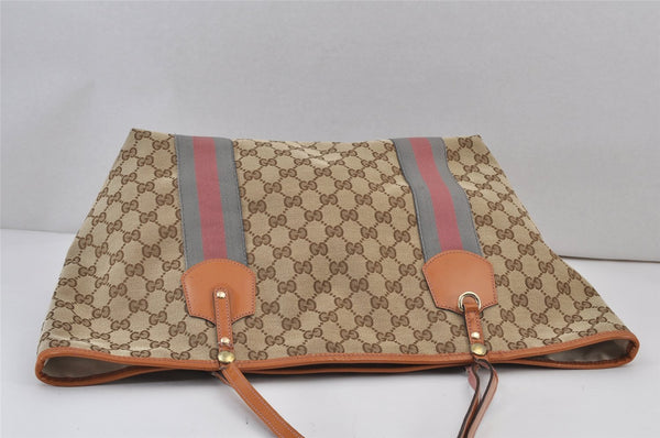 Auth GUCCI Jolie Sherry Line Tote Bag GG Canvas Enamel 211970 Brown Junk 1098K
