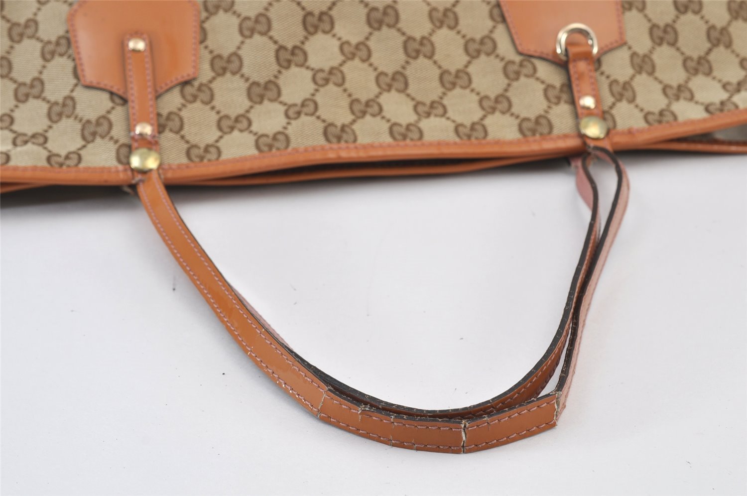 Auth GUCCI Jolie Sherry Line Tote Bag GG Canvas Enamel 211970 Brown Junk 1098K