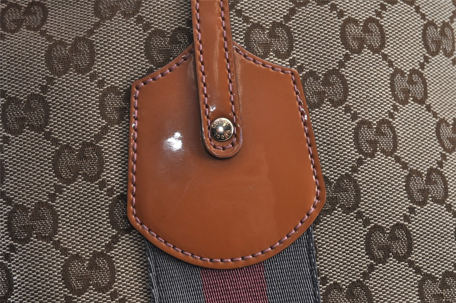 Auth GUCCI Jolie Sherry Line Tote Bag GG Canvas Enamel 211970 Brown Junk 1098K