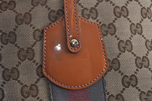 Auth GUCCI Jolie Sherry Line Tote Bag GG Canvas Enamel 211970 Brown Junk 1098K