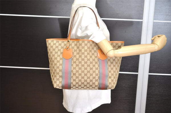Auth GUCCI Jolie Sherry Line Tote Bag GG Canvas Enamel 211970 Brown Junk 1098K