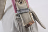 Authentic FENDI Mamma Baguette Shoulder Hand Bag Jersey Leather Light Gray 1099K