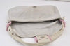 Authentic FENDI Mamma Baguette Shoulder Hand Bag Jersey Leather Light Gray 1099K