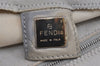 Authentic FENDI Mamma Baguette Shoulder Hand Bag Jersey Leather Light Gray 1099K