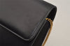 Authentic CELINE Vintage Chain Shoulder Bag Purse Leather Black 1100J