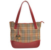 Authentic BURBERRY Vintage Nova Check Canvas Leather Hand Tote Bag Beige 1101K