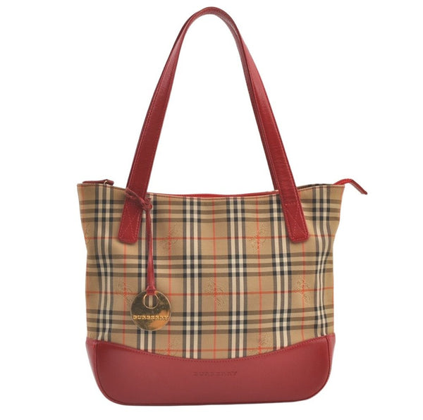 Authentic BURBERRY Vintage Nova Check Canvas Leather Hand Tote Bag Beige 1101K