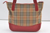 Authentic BURBERRY Vintage Nova Check Canvas Leather Hand Tote Bag Beige 1101K