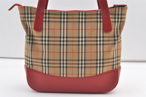 Authentic BURBERRY Vintage Nova Check Canvas Leather Hand Tote Bag Beige 1101K