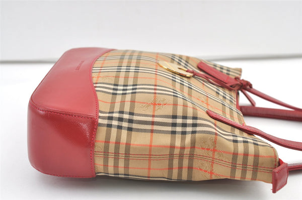 Authentic BURBERRY Vintage Nova Check Canvas Leather Hand Tote Bag Beige 1101K