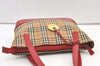 Authentic BURBERRY Vintage Nova Check Canvas Leather Hand Tote Bag Beige 1101K