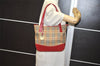 Authentic BURBERRY Vintage Nova Check Canvas Leather Hand Tote Bag Beige 1101K