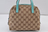 Authentic GUCCI Vintage Hand Bag Purse GG Canvas Leather 124542 Brown 1102K