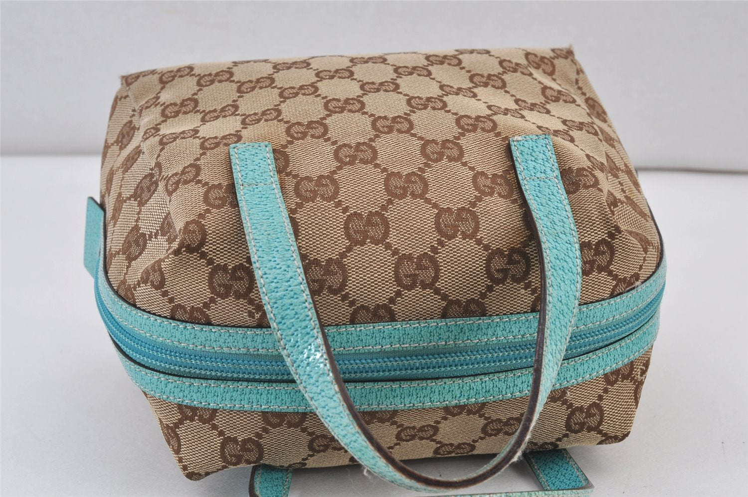 Authentic GUCCI Vintage Hand Bag Purse GG Canvas Leather 124542 Brown 1102K