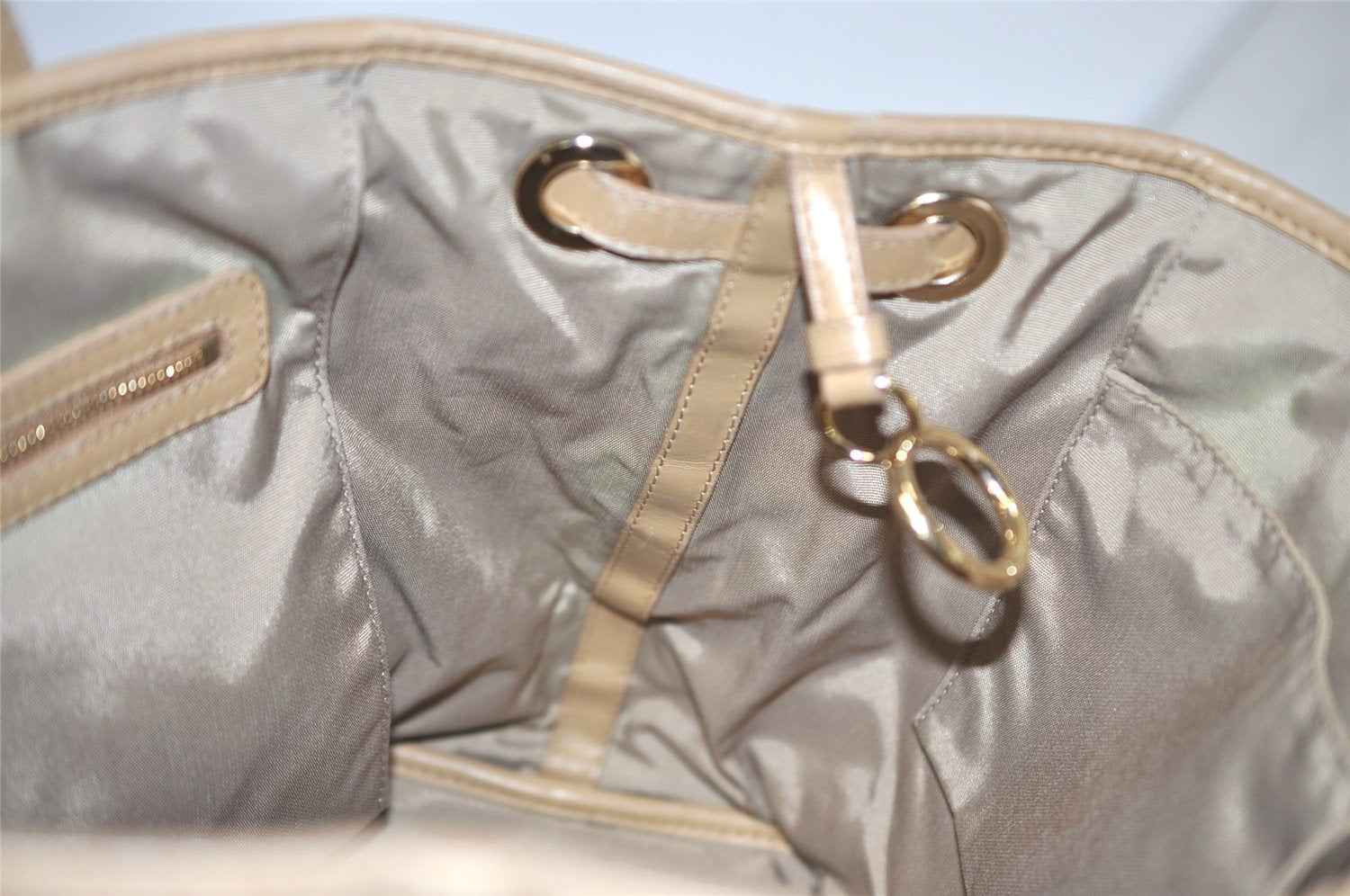 Authentic Christian Dior Panarea Cannage Tote Bag PVC Leather Beige 1103I