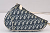 Authentic Christian Dior Trotter Saddle Shoulder Hand Bag PVC Enamel Blue 1104K