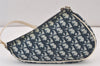 Authentic Christian Dior Trotter Saddle Shoulder Hand Bag PVC Enamel Blue 1104K